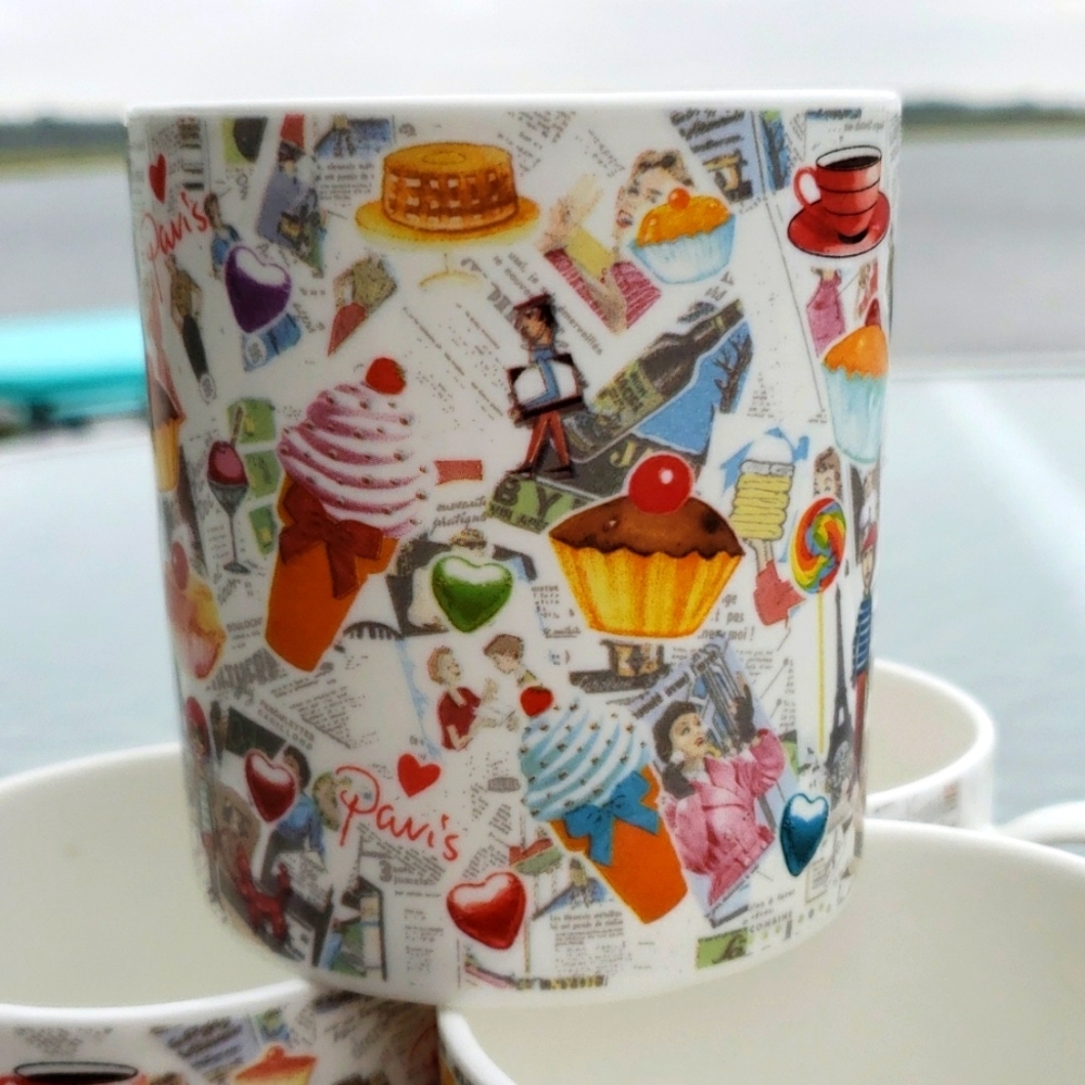 CHRISOPHER VINE Australia PARIS Porcelain Collectible Coffee Mugs, Set of 4 - Picture 6 of 16